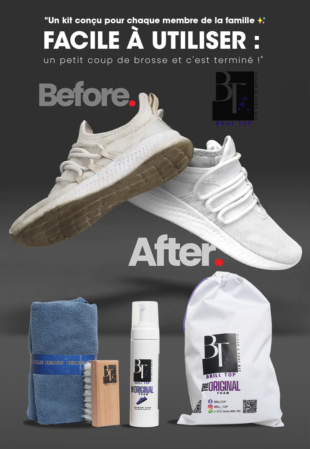 KIT Complet Entretien Chaussures BRILLTOP Cleaner - LIVRAISON GRATUITE !